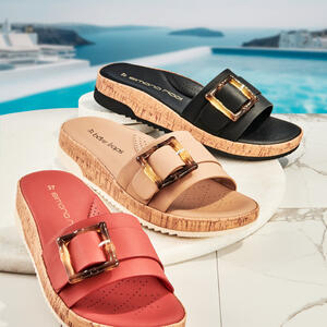 Bare Traps FOLEY Slide
 * Tortoise Shell trim
 * Cork Covered wedge
3 Colours- Black, Natural and Red
https://www.baretraps.com.au/buy/shoes~slides/foley-camel
Just $49.95

#Slides #flats #springfashion