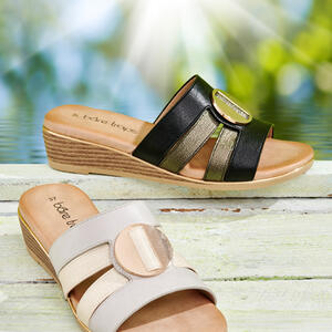PIKEY by Bare Traps
Gold Circle Slide
 - Black and Beige Combos
 - Low Stack Wedge
 - 10mm Foam Padding
 https://www.baretraps.com.au/buy/shoes~slides/pikey-beige
Instore and Online NOW

 #slides #slidesandals #wedgesandals #springsandals #summerfashion #summerstyle #sandalseason #springlook #goldcoastfashion #casualstyle #comfortshoe #slideshoes #springchic #simonariccishoes