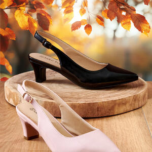 Simona Ricci DAZZLER Sling
 - Almond Toe Pump
 - 50mm Mid Heel
 - Black and Taupe (Nude)
$59.95 Value
https://www.baretraps.com.au/buy/shoes~heels/dazzler-taupe-nude