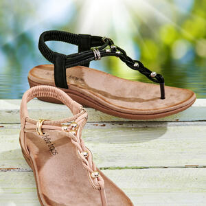 Footbed Sling Thong PROXY by Bare Traps
 - Diamante and Beded Trims
 - Black and Pink
Just $59.95
https://www.baretraps.com.au/buy/shoes~footbed-sandals/proxy-pink

#dresssandal #comfortsandal #wedges