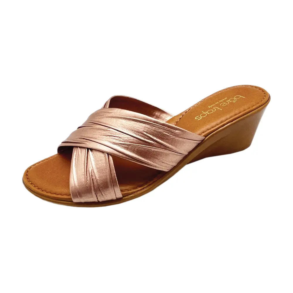 Como Rose Gold Bare Traps Mid Wedge Sandals