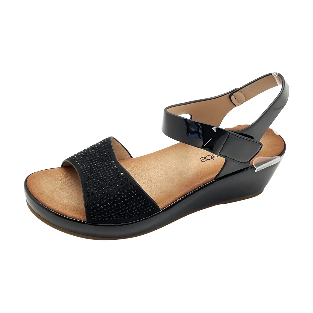 Bloomer Black Bare Traps Low Wedge Sandal