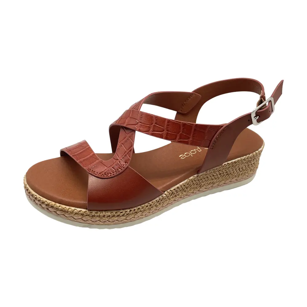 Leap Brown Bare Traps Low Velcro Leather Comfort Sandals